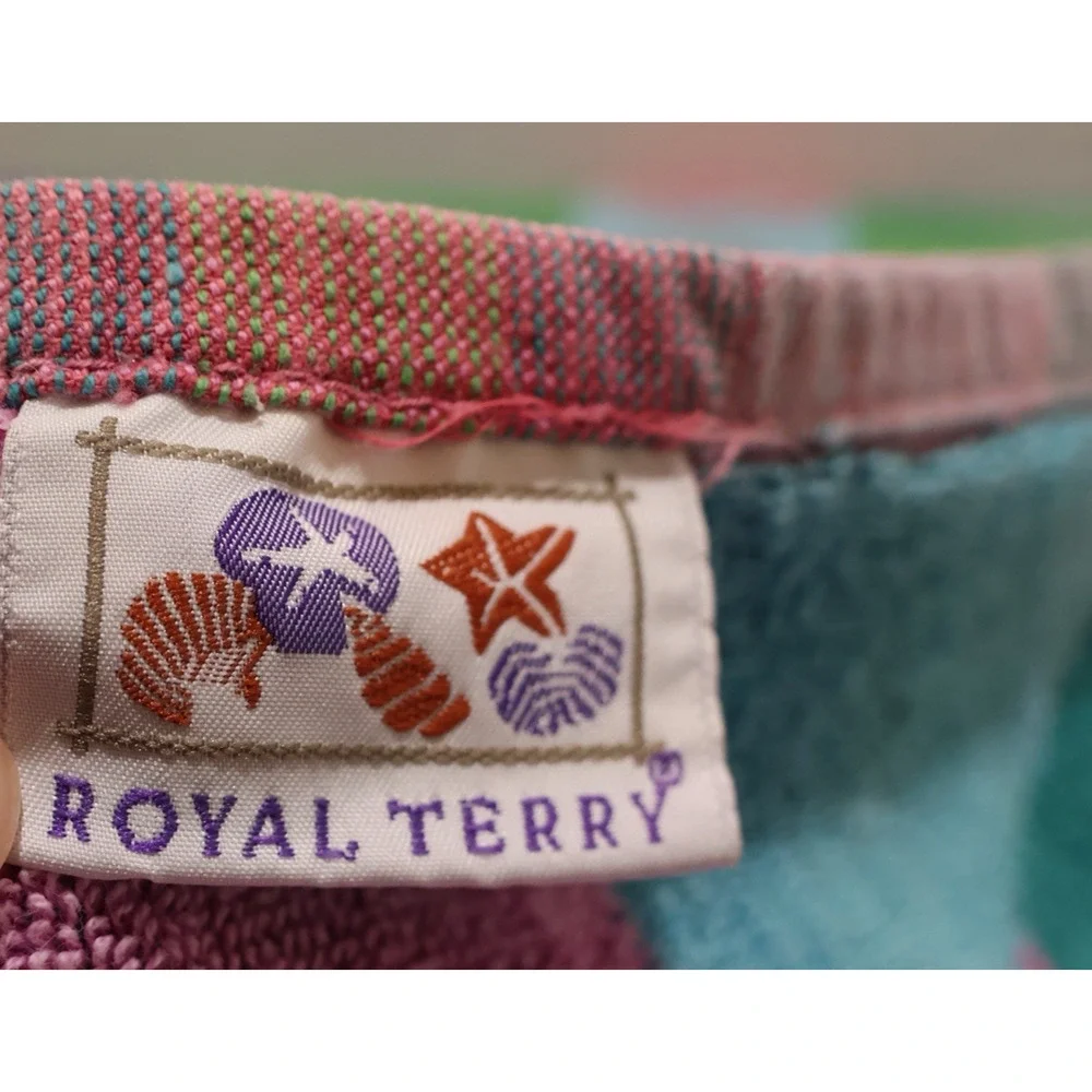 Royal Terry Beach Towel Large Vibrant Colors Plant Design Cotton 28x57